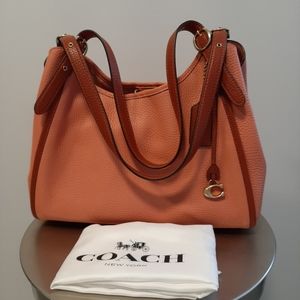 Coach Lori Mixed Leather Shoulder Bag Coral C6627